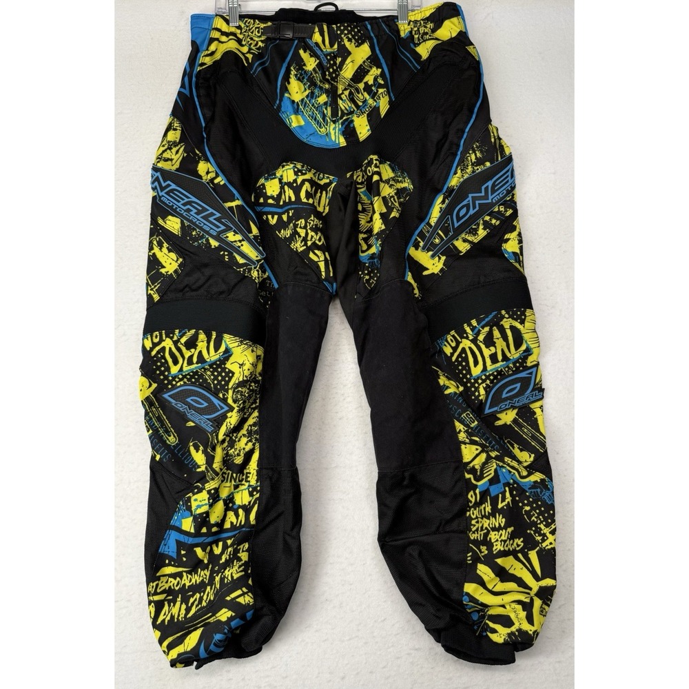 O'Neal Element Motocross Pants Mens Size 40 Black Yellow Blue MX Motorcross